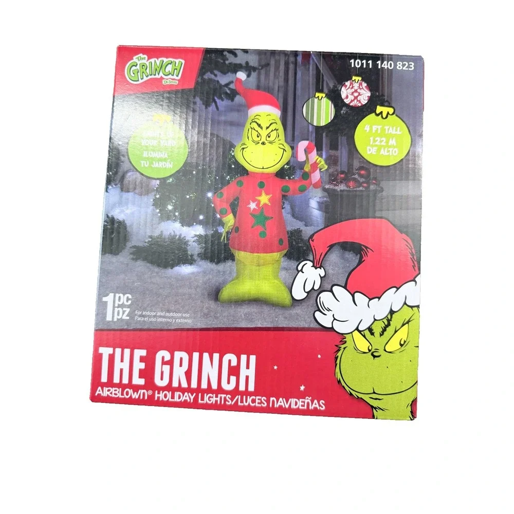 4 ft. LED The Grinch in Ugly Sweater Candy Cane Christmas‎ Airblown Inflatable
